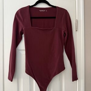 Abercrombie & Fitch Maroon Long Sleeve Bodysuit